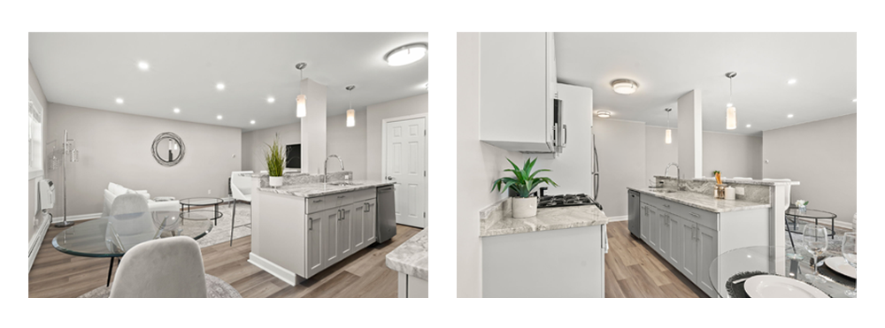Experience seamless living interior rooms with bright lighting